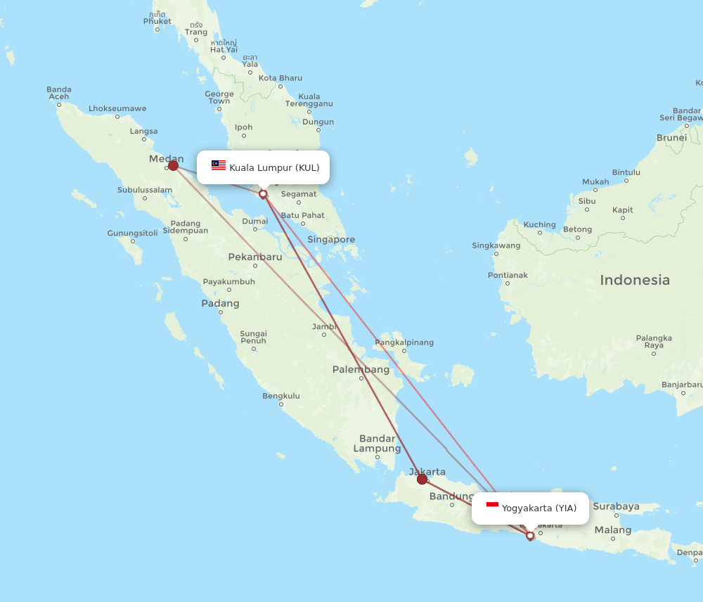KUL-YIA flight routes