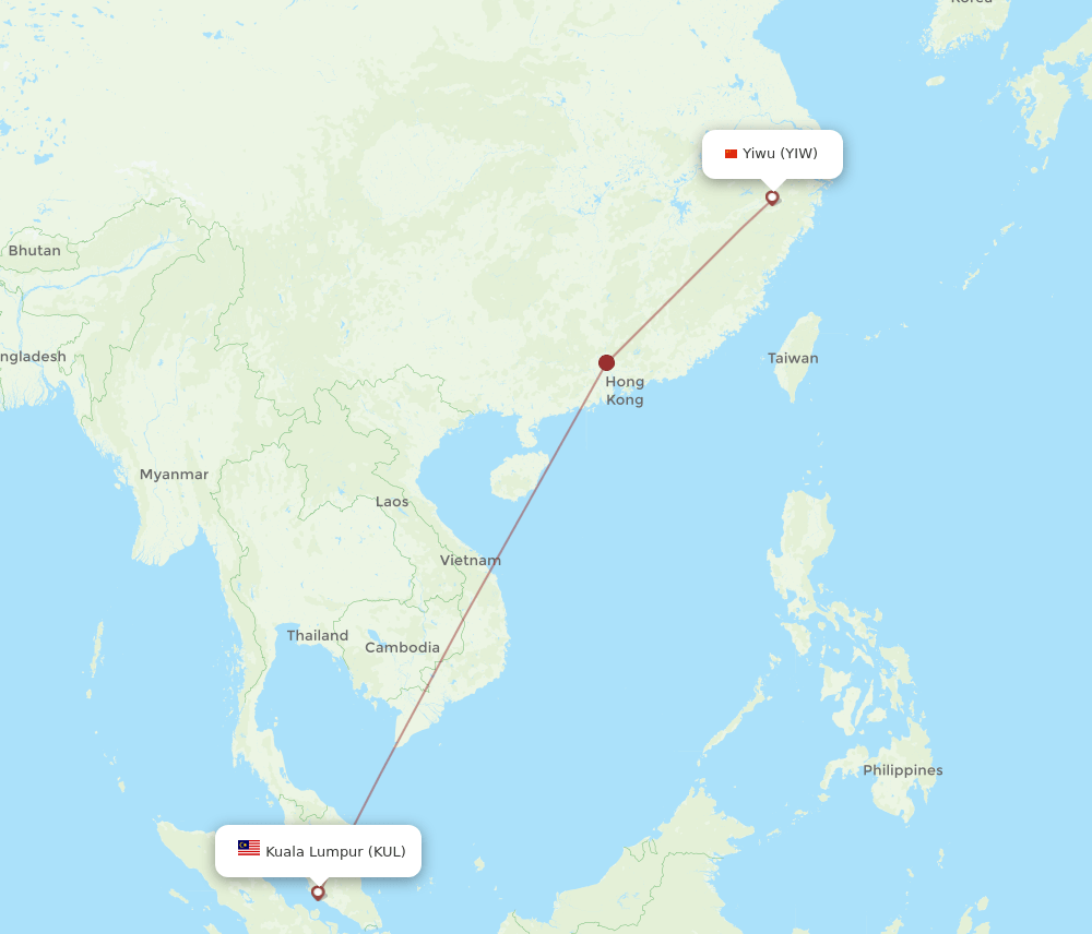 KUL-YIW flight routes