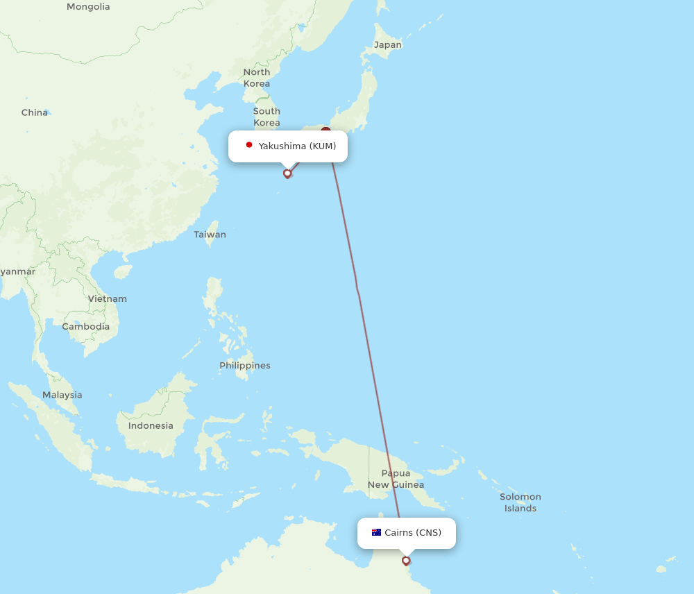 KUM-CNS flight routes