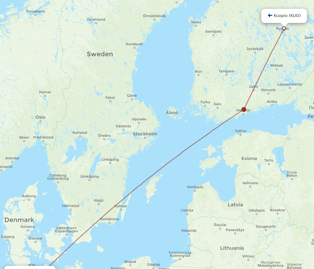 KUO to HAM flights and routes map