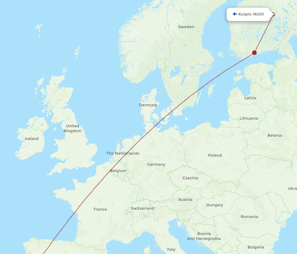 KUO-LIS flight routes