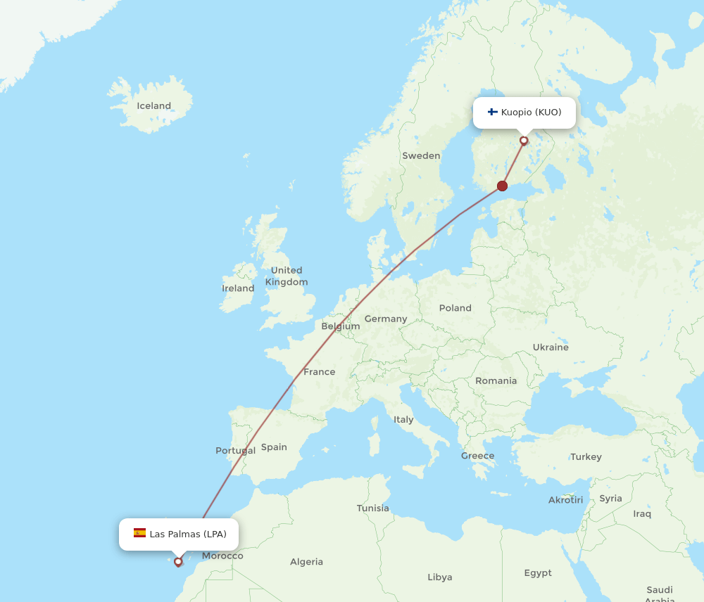KUO-LPA flight routes