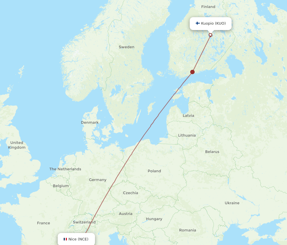 KUO-NCE flight routes