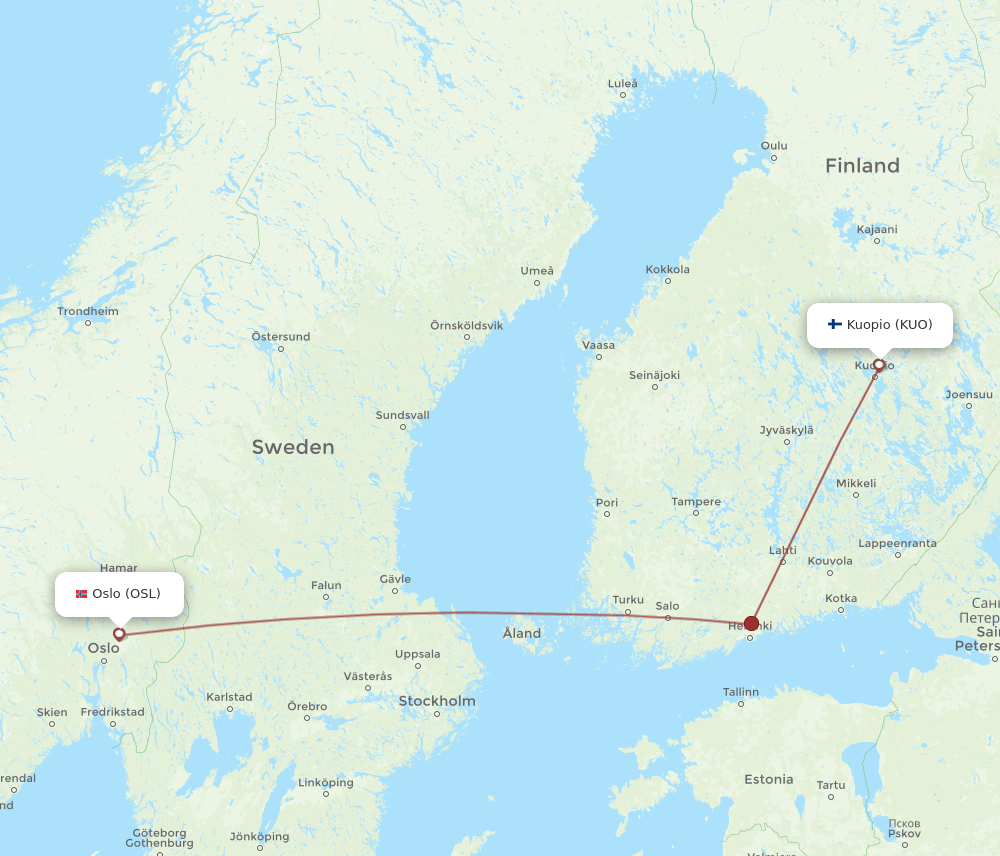KUO-OSL flight routes