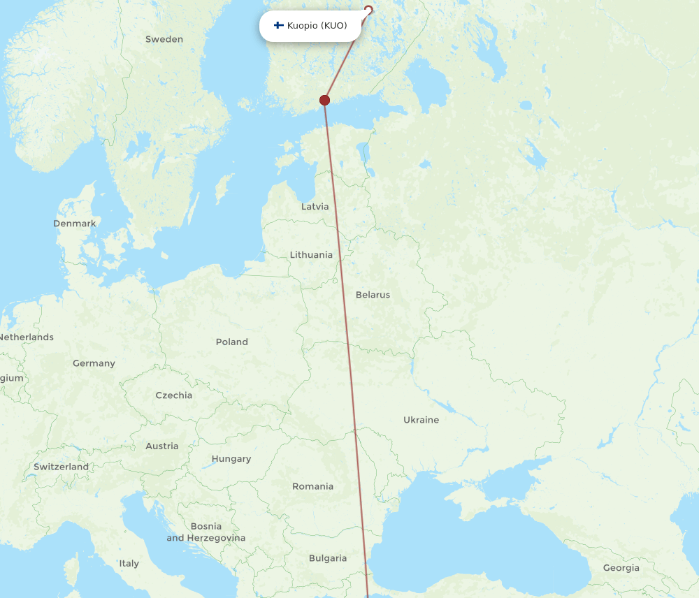 KUO to RHO flights and routes map