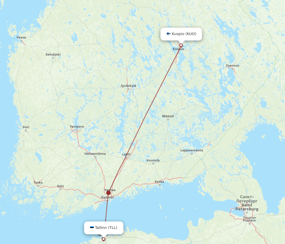 KUO-TLL flight routes