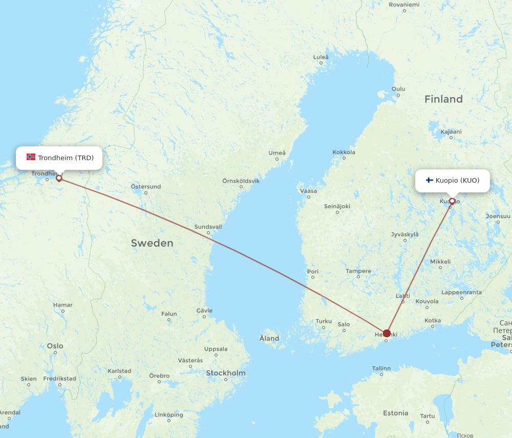 KUO-TRD flight routes