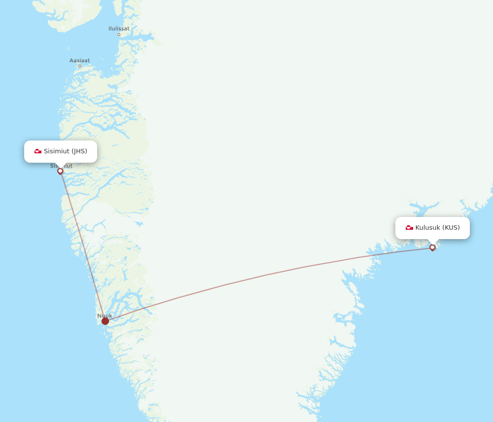 KUS-JHS flight routes