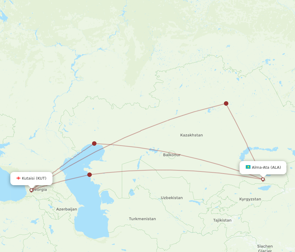 KUT-ALA flight routes
