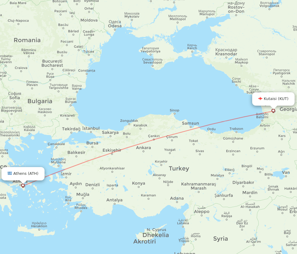 KUT-ATH flight routes