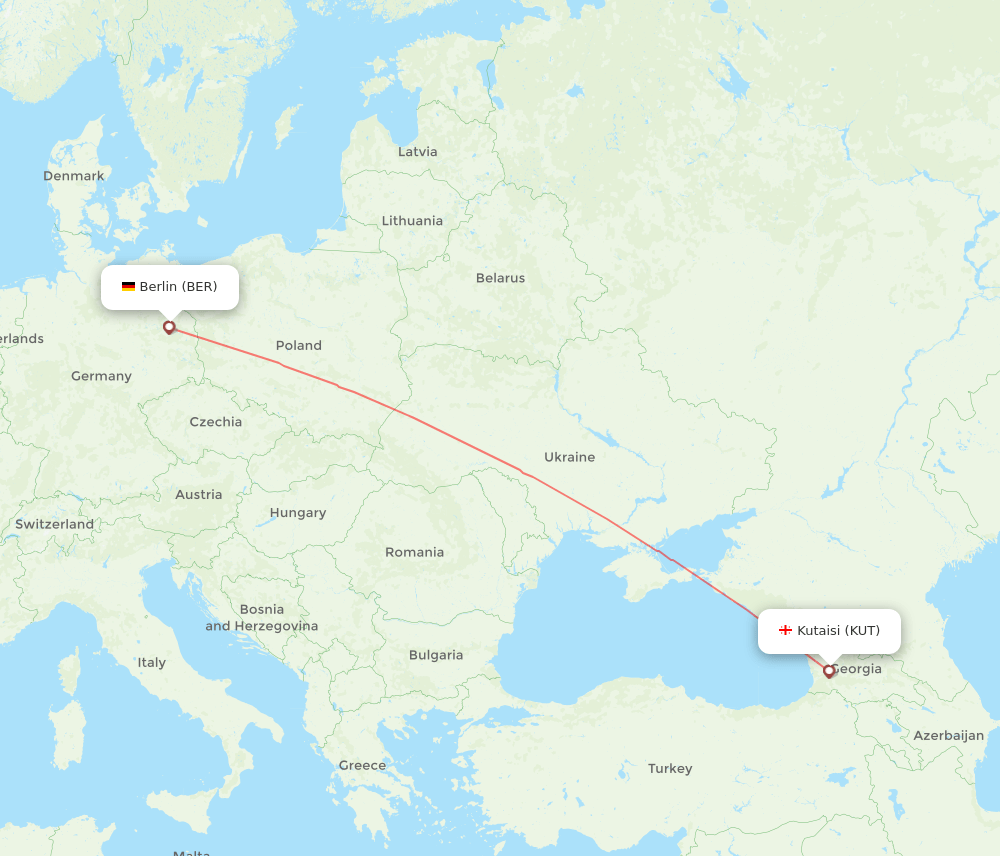 KUT-BER flight routes