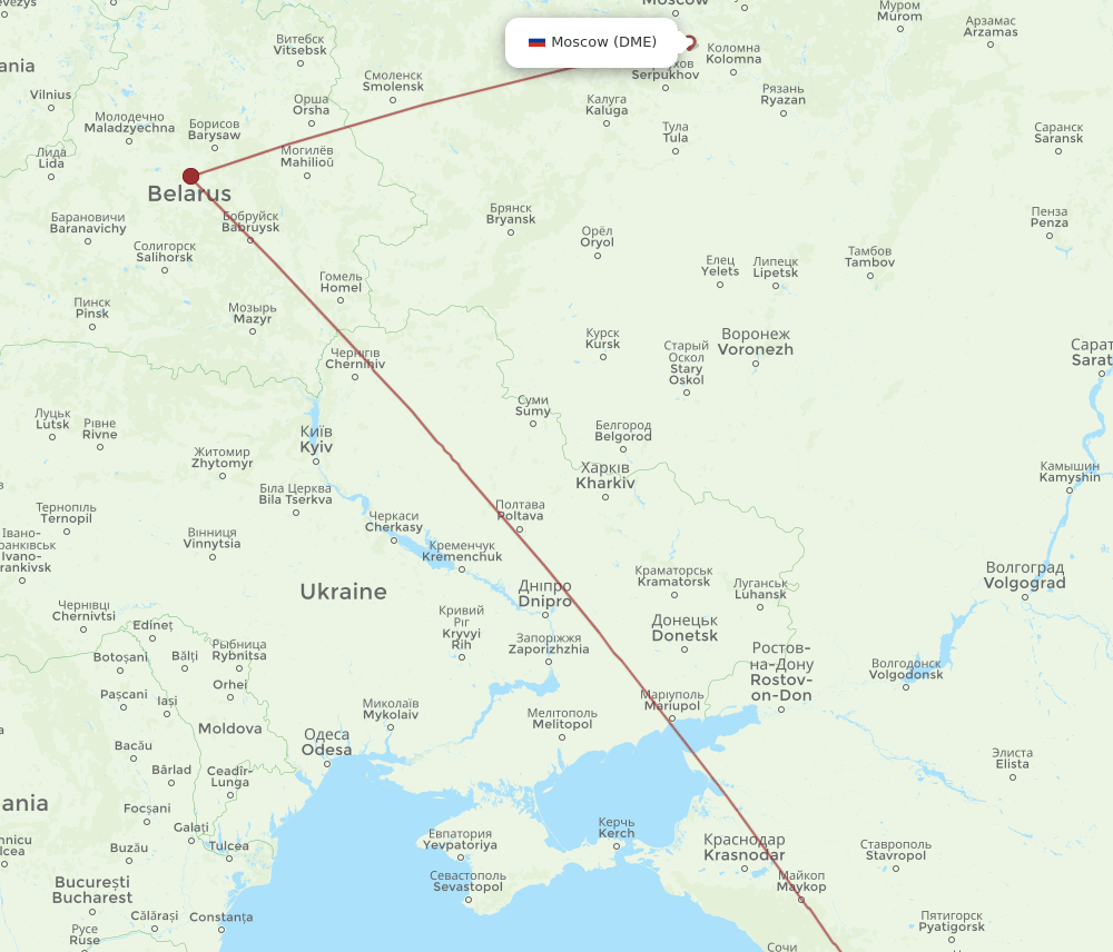 KUT-DME flight routes