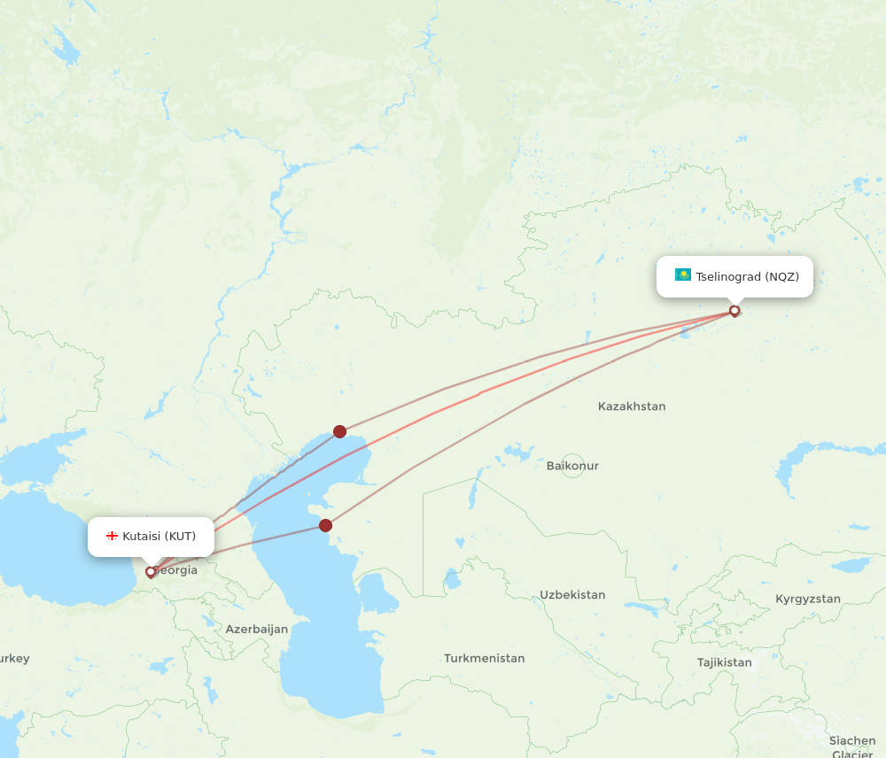 KUT-NQZ flight routes