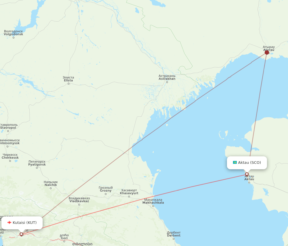 KUT-SCO flight routes