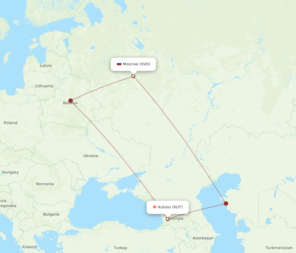 KUT to SVO flights and routes map