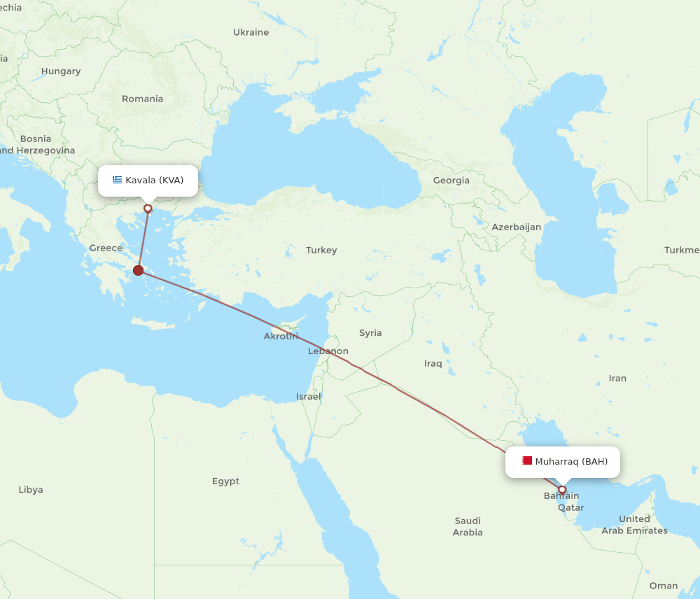 KVA-BAH flight routes