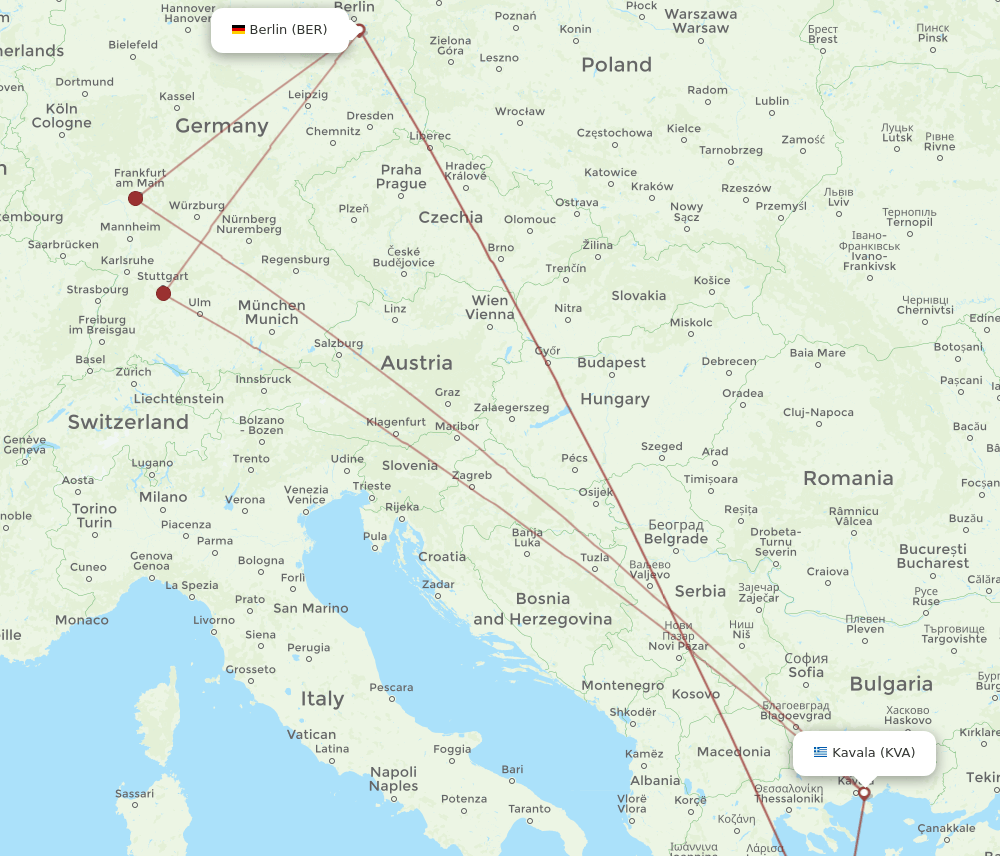 KVA-BER flight routes