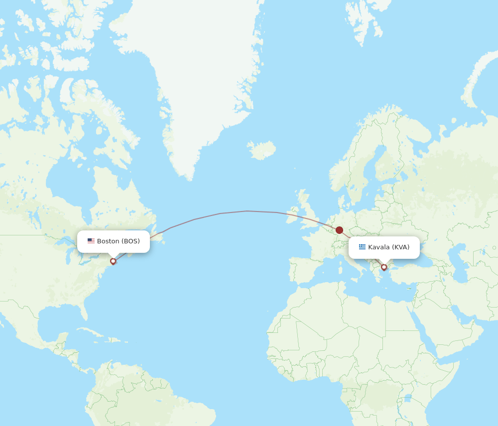 KVA-BOS flight routes