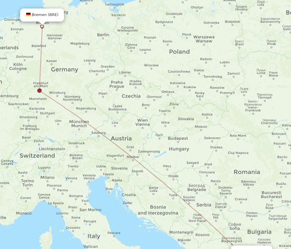 KVA-BRE flight routes