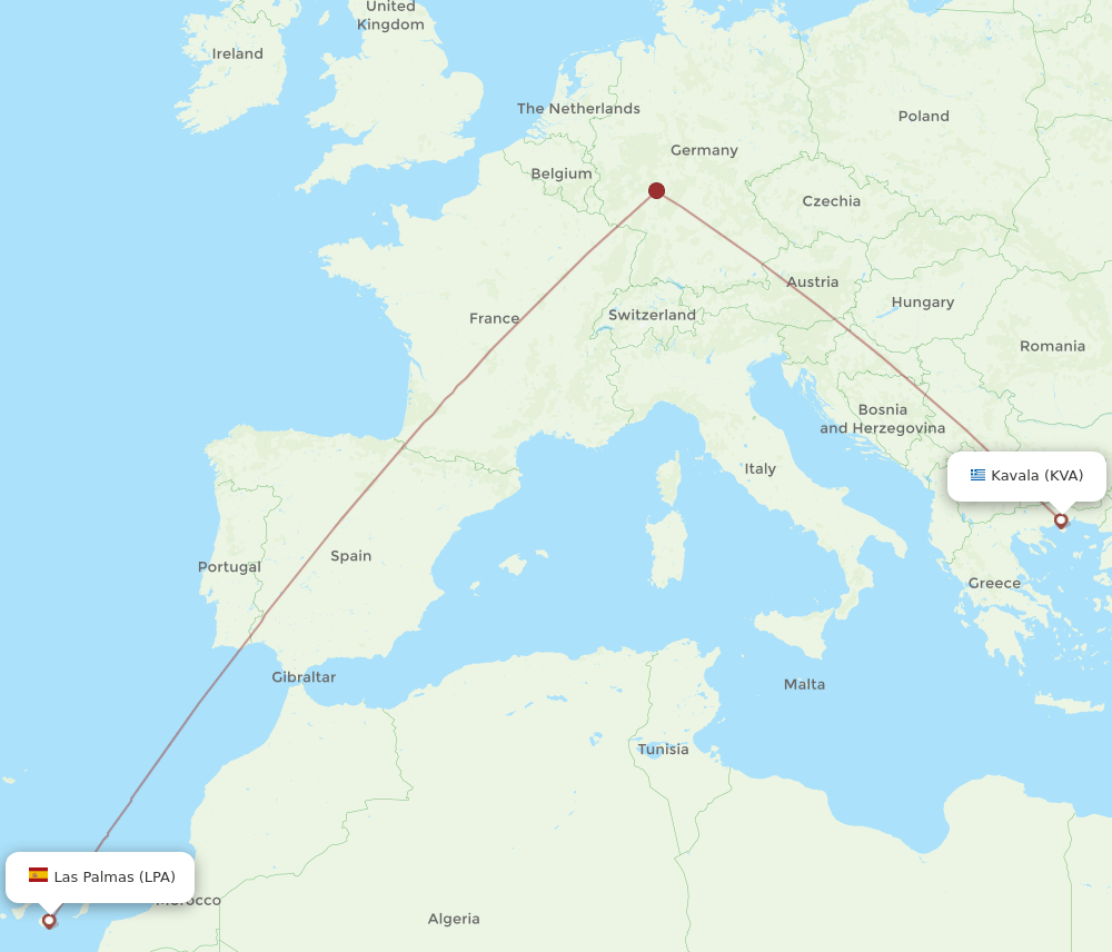 KVA-LPA flight routes