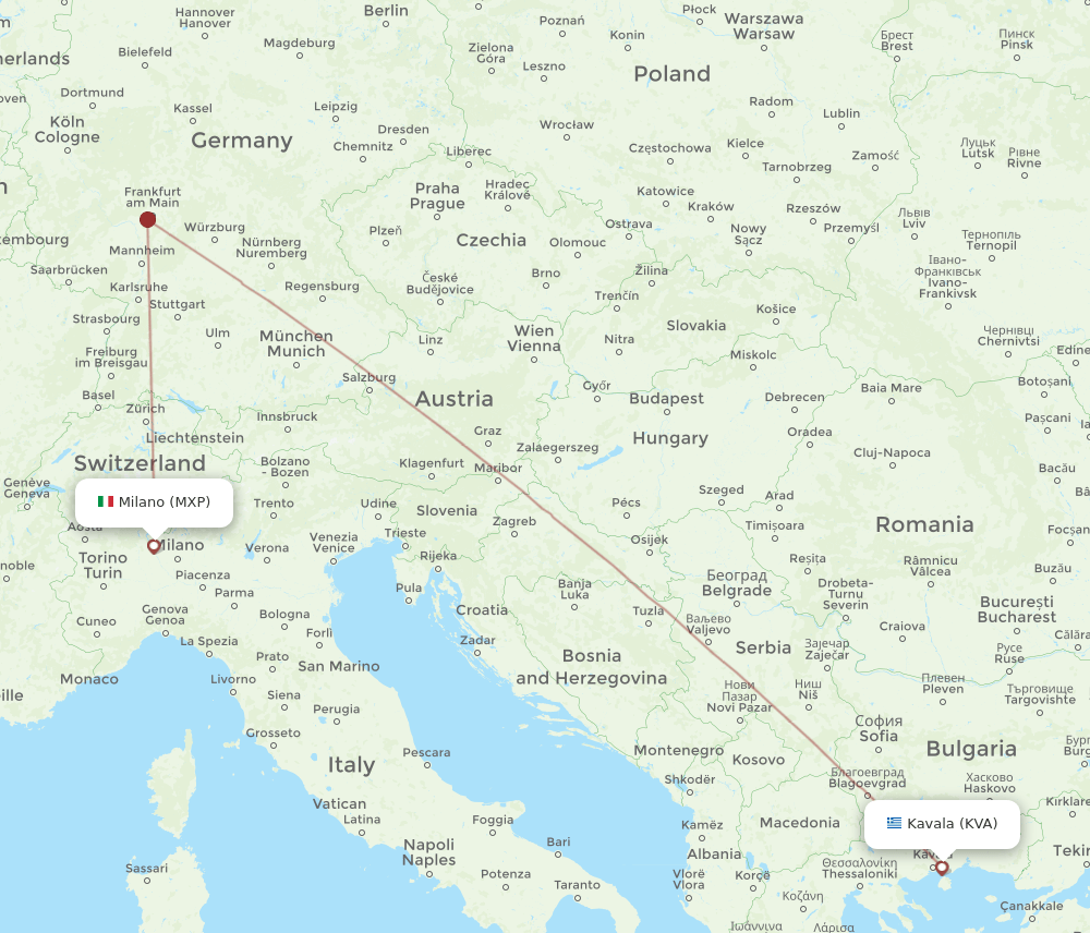 KVA-MXP flight routes