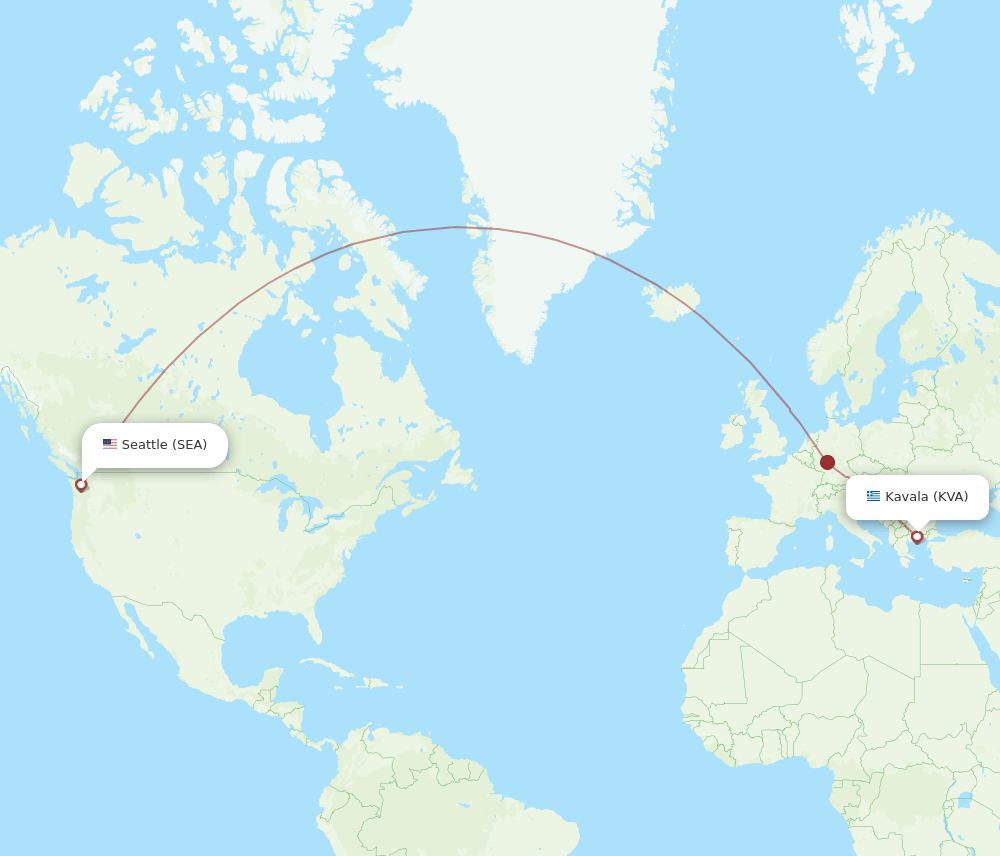 Seattle - Kavala route map and flight paths