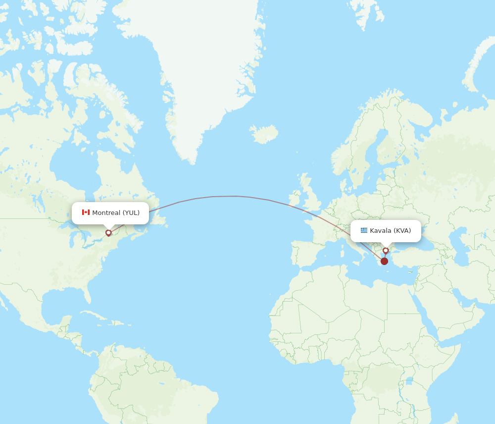 KVA-YUL flight routes