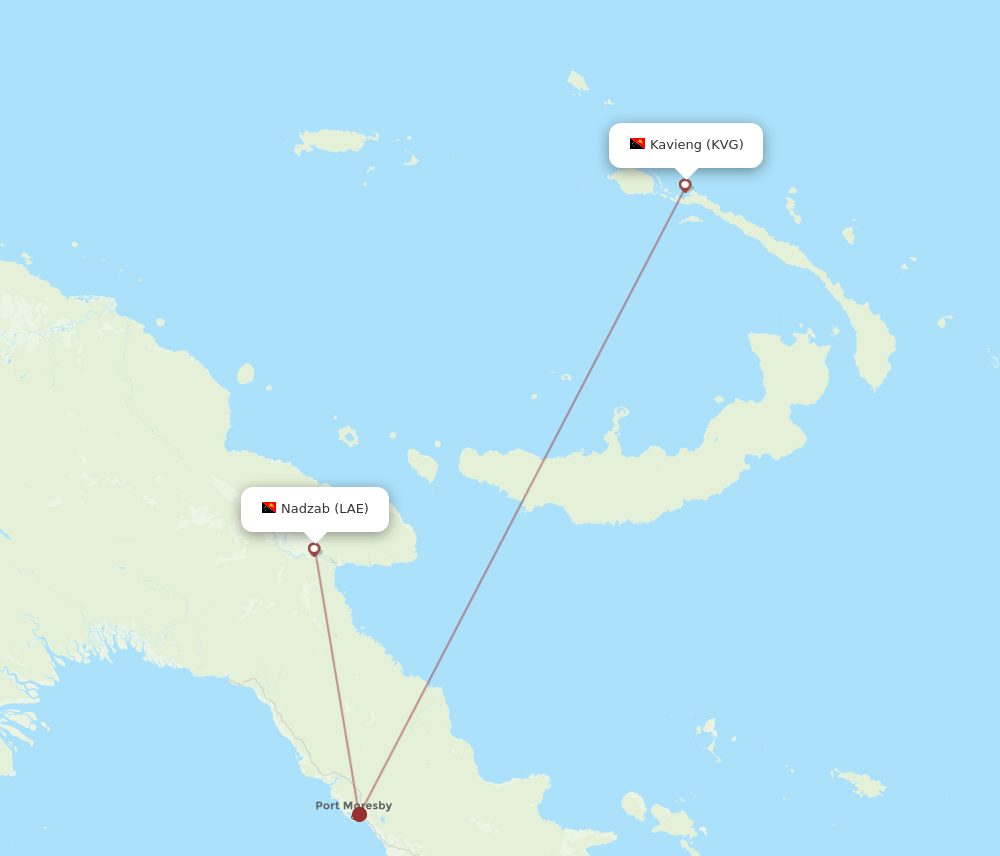 KVG-LAE flight routes