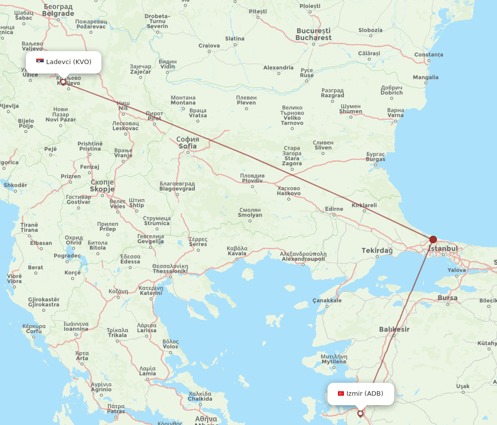 KVO-ADB flight routes
