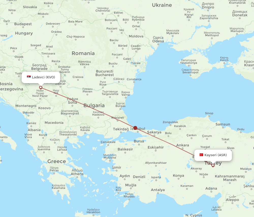KVO-ASR flight routes