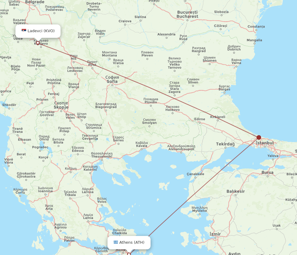 KVO-ATH flight routes