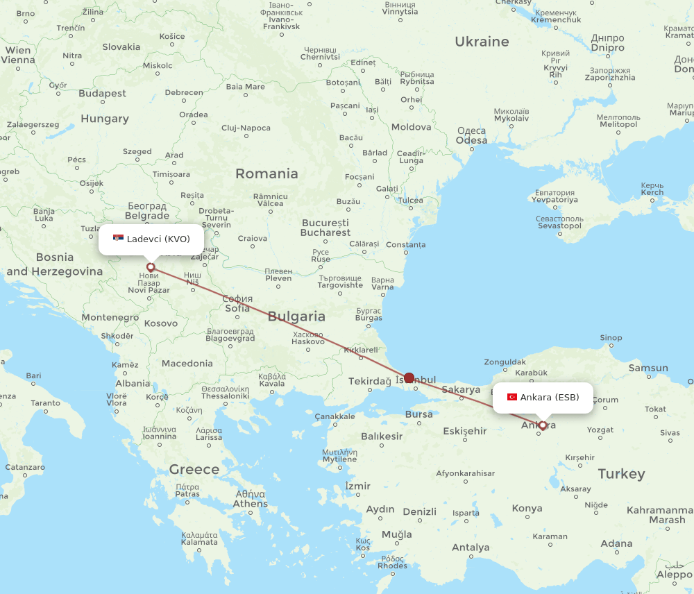 KVO-ESB flight routes