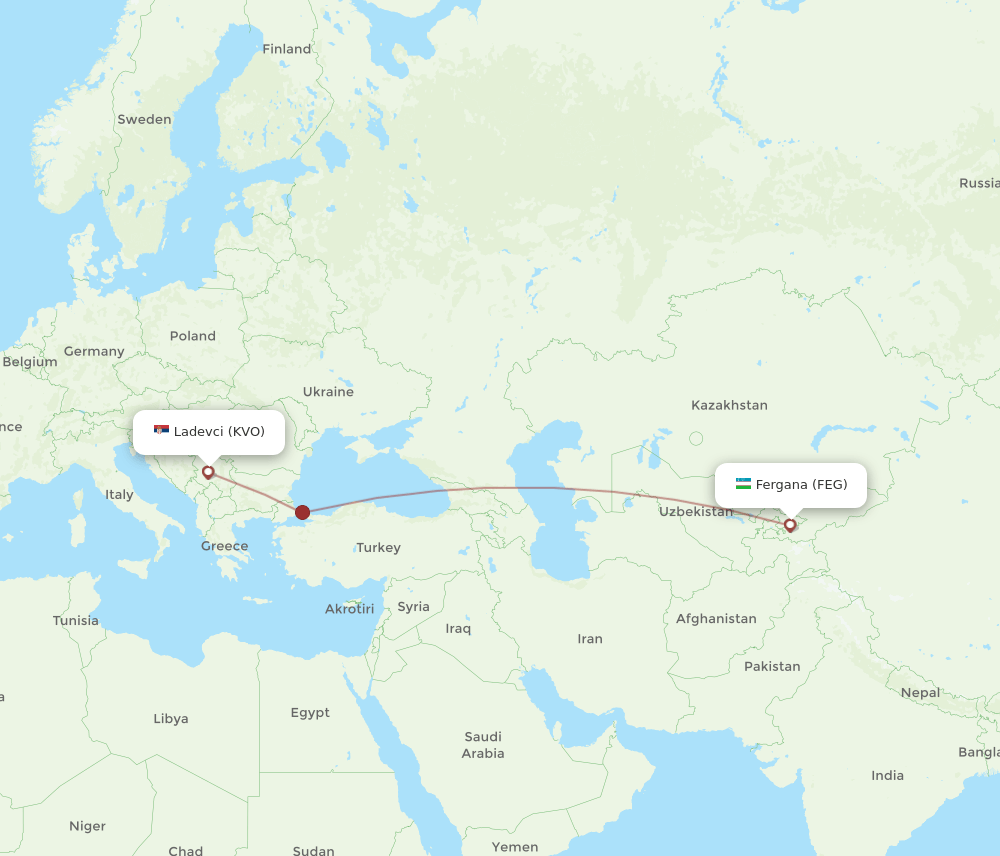 FEG to KVO flights and routes map