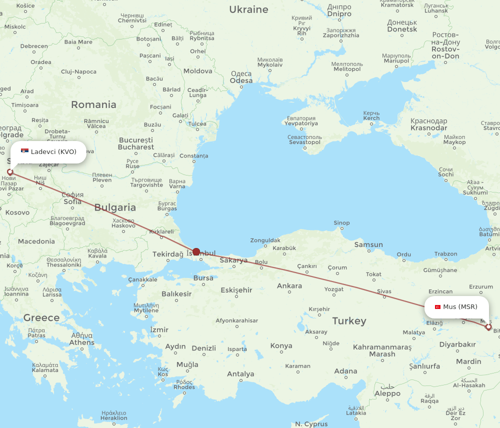 KVO-MSR flight routes
