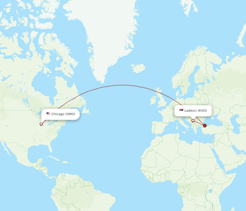 KVO-ORD flight routes