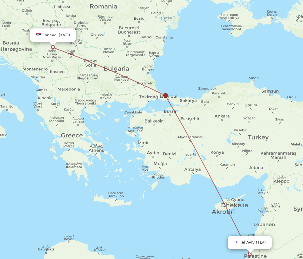 KVO-TLV flight routes