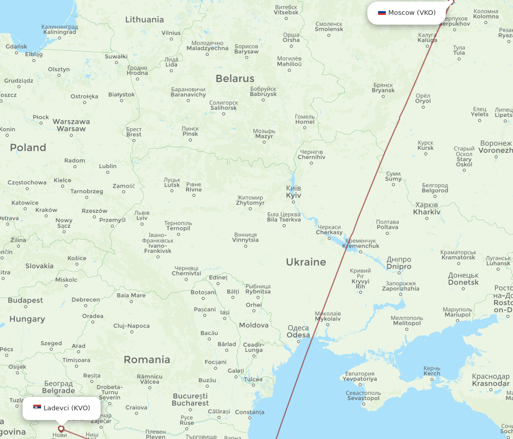 KVO-VKO flight routes