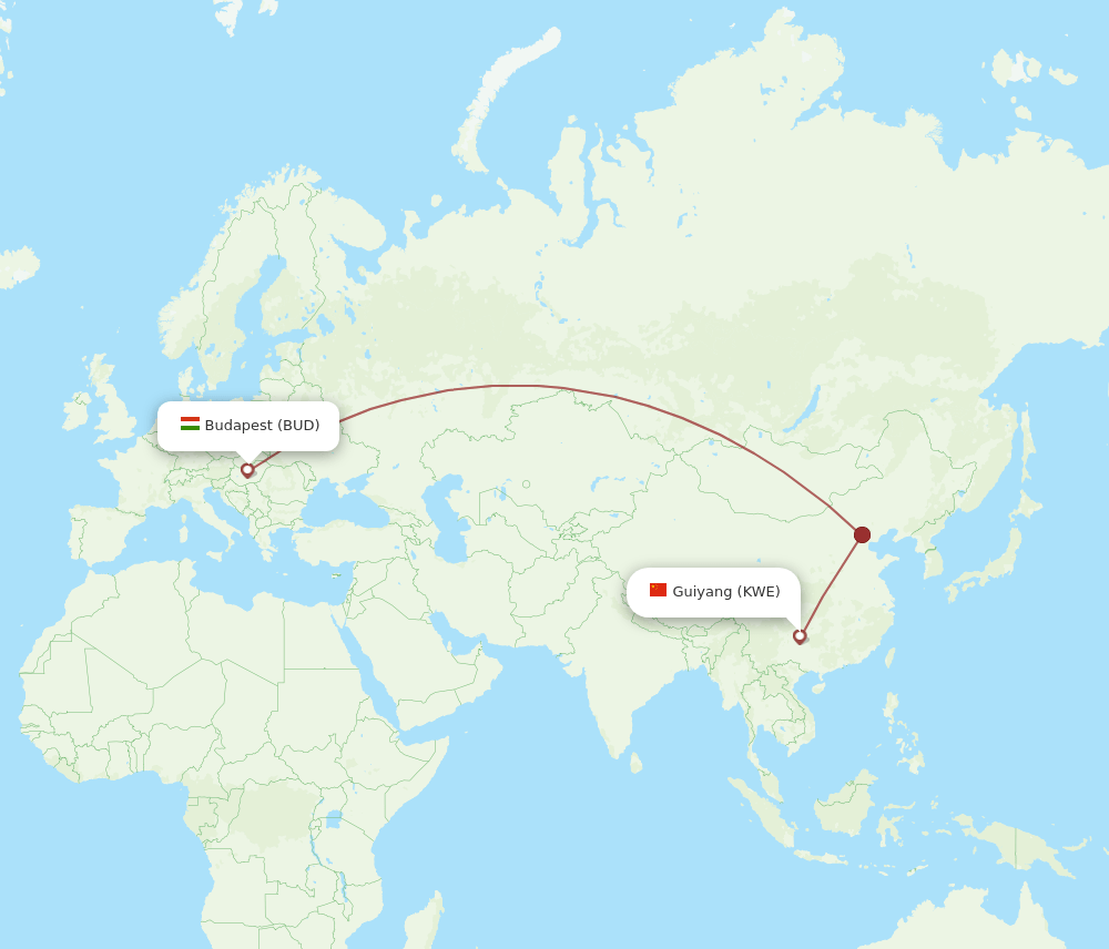KWE to BUD flights and routes map