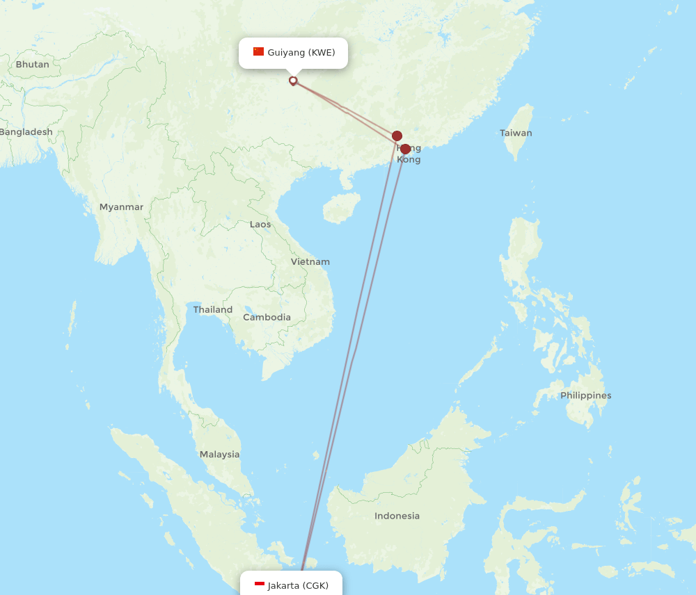 KWE-CGK flight routes