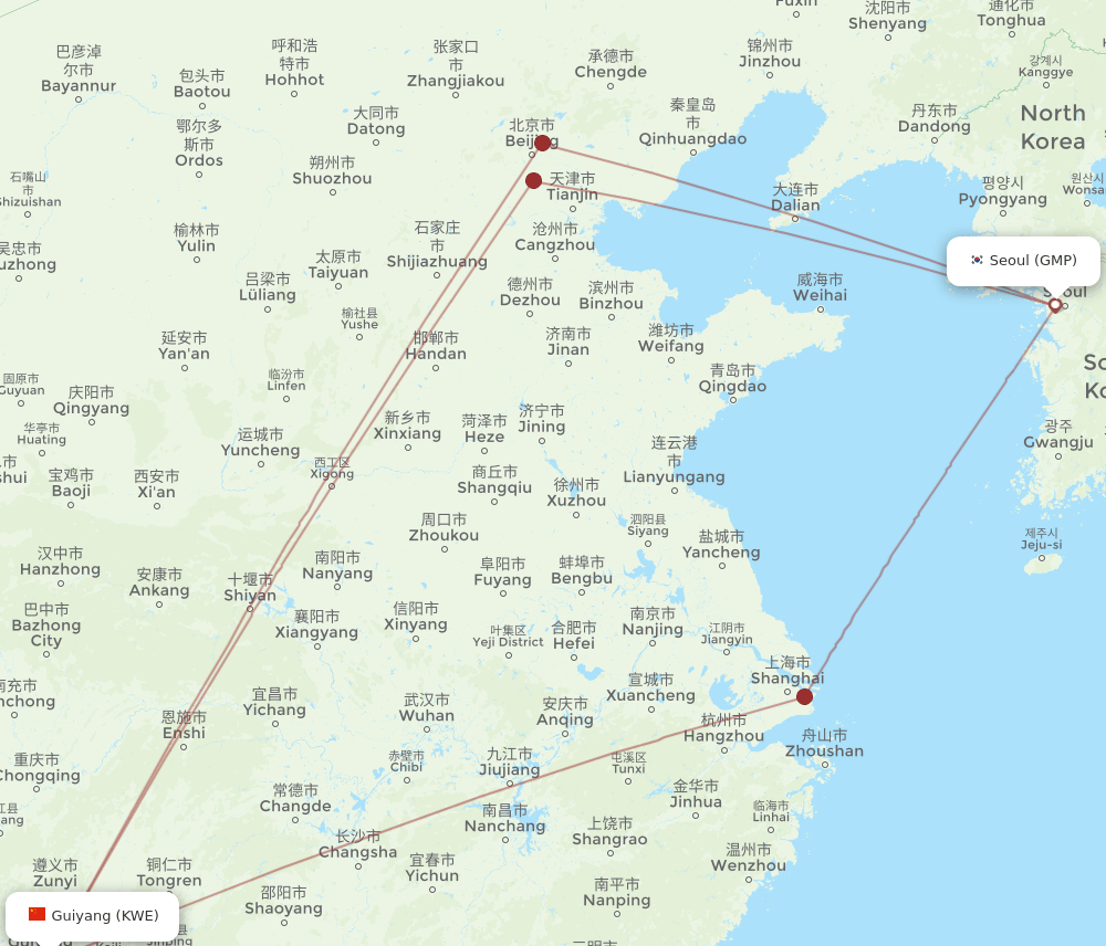KWE-GMP flight routes