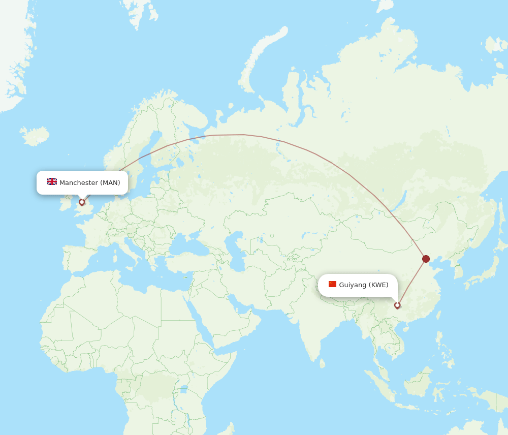 KWE to MAN flights and routes map
