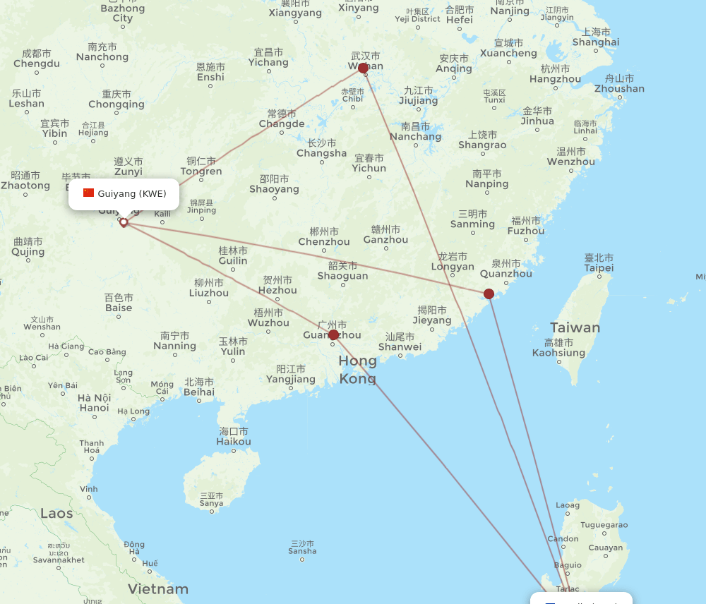 KWE-MNL flight routes