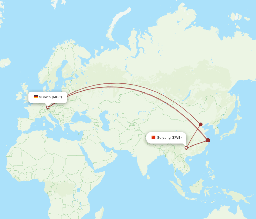 KWE-MUC flight routes