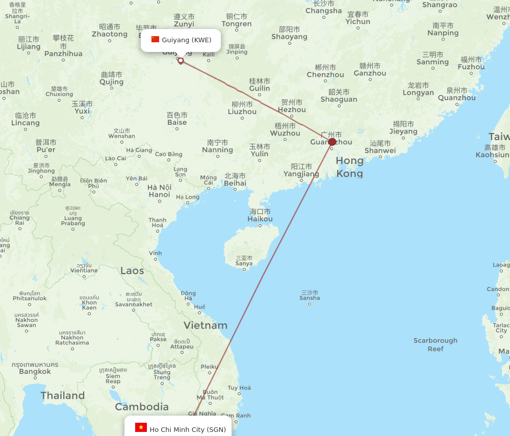KWE-SGN flight routes