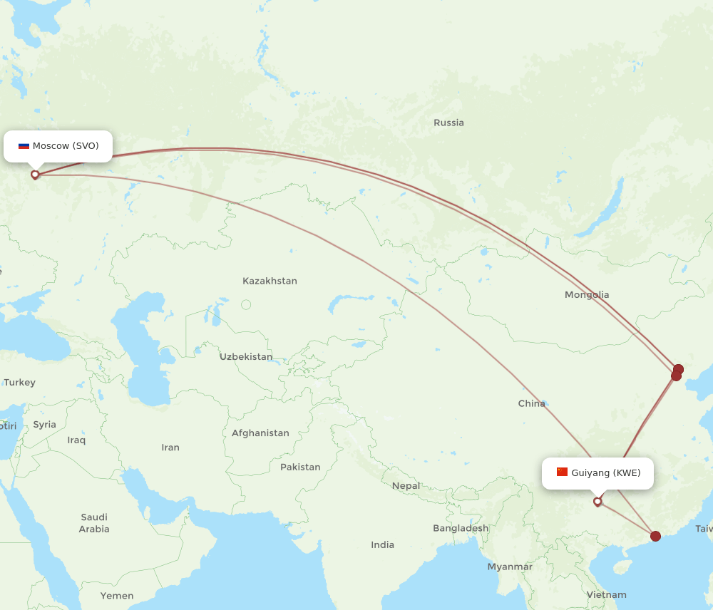 KWE to SVO flights and routes map