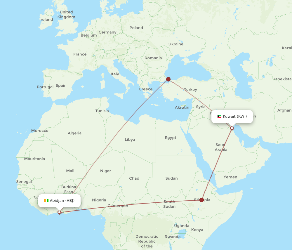 KWI-ABJ flight routes