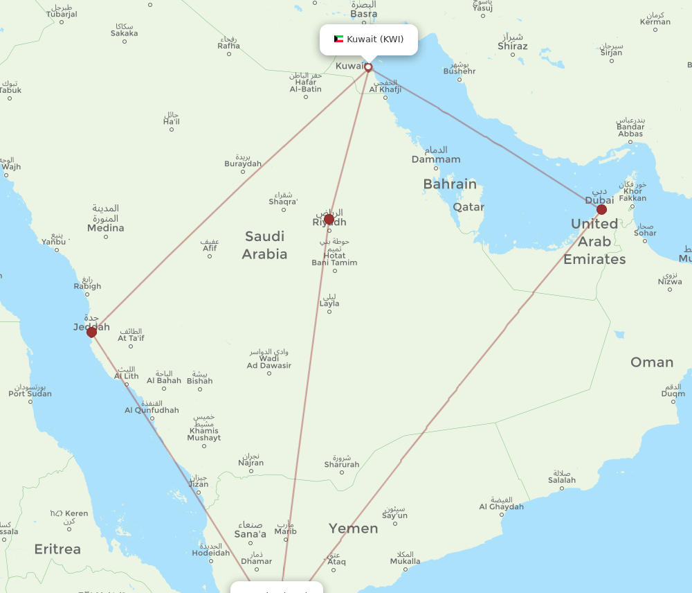 KWI-ADE flight routes
