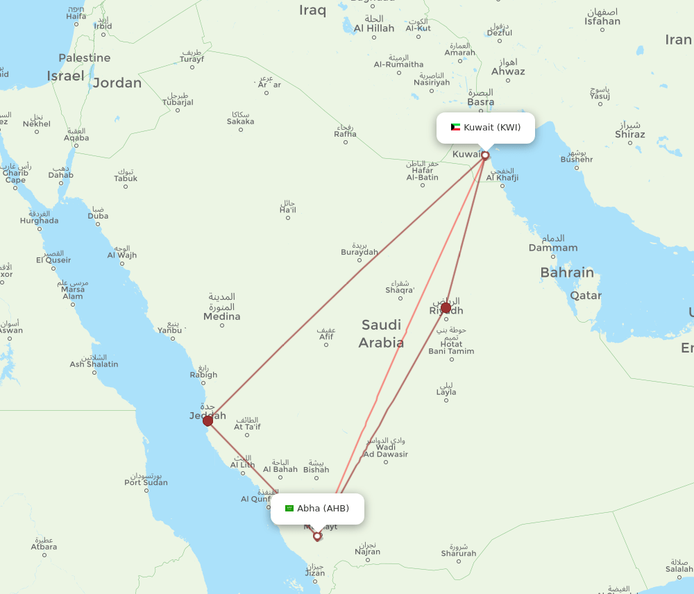 KWI-AHB flight routes
