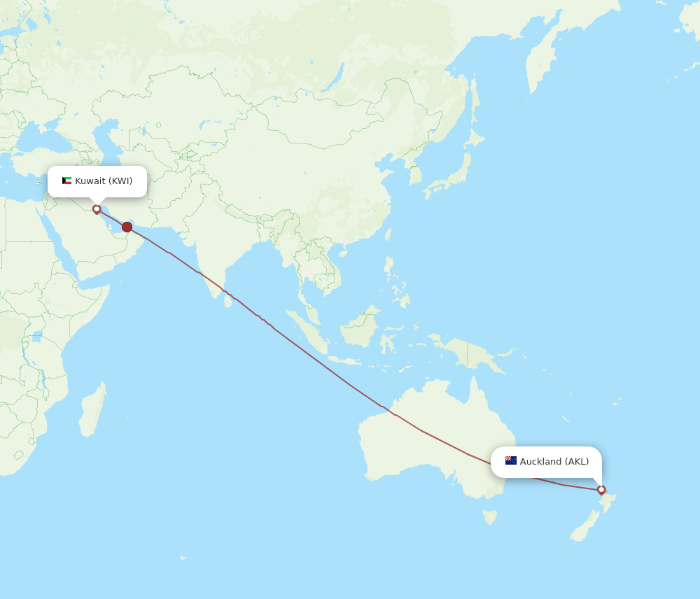 KWI-AKL flight routes