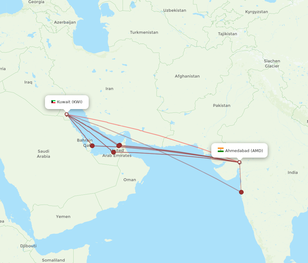 KWI-AMD flight routes